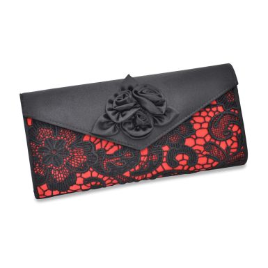 Schwarz-rote_Abedntasche_mit_Spitzenbesatz_Steuer_Modeschmuck